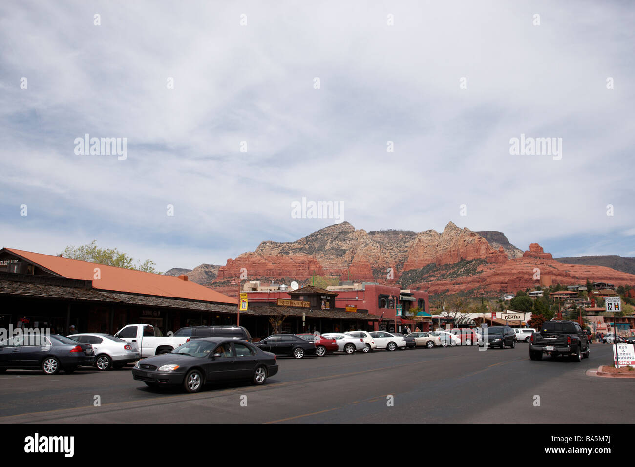 view along highway 89a the main road through sedona the mountain in the