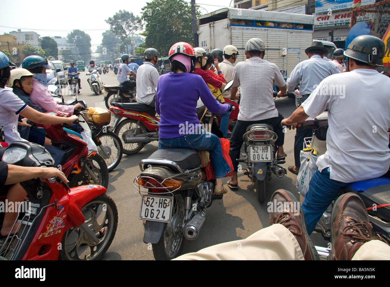 Vietnamese Motorcycle Rider Vietnamese people ride motorbikes in Ho Chi Minh City Vietnam Stock ...