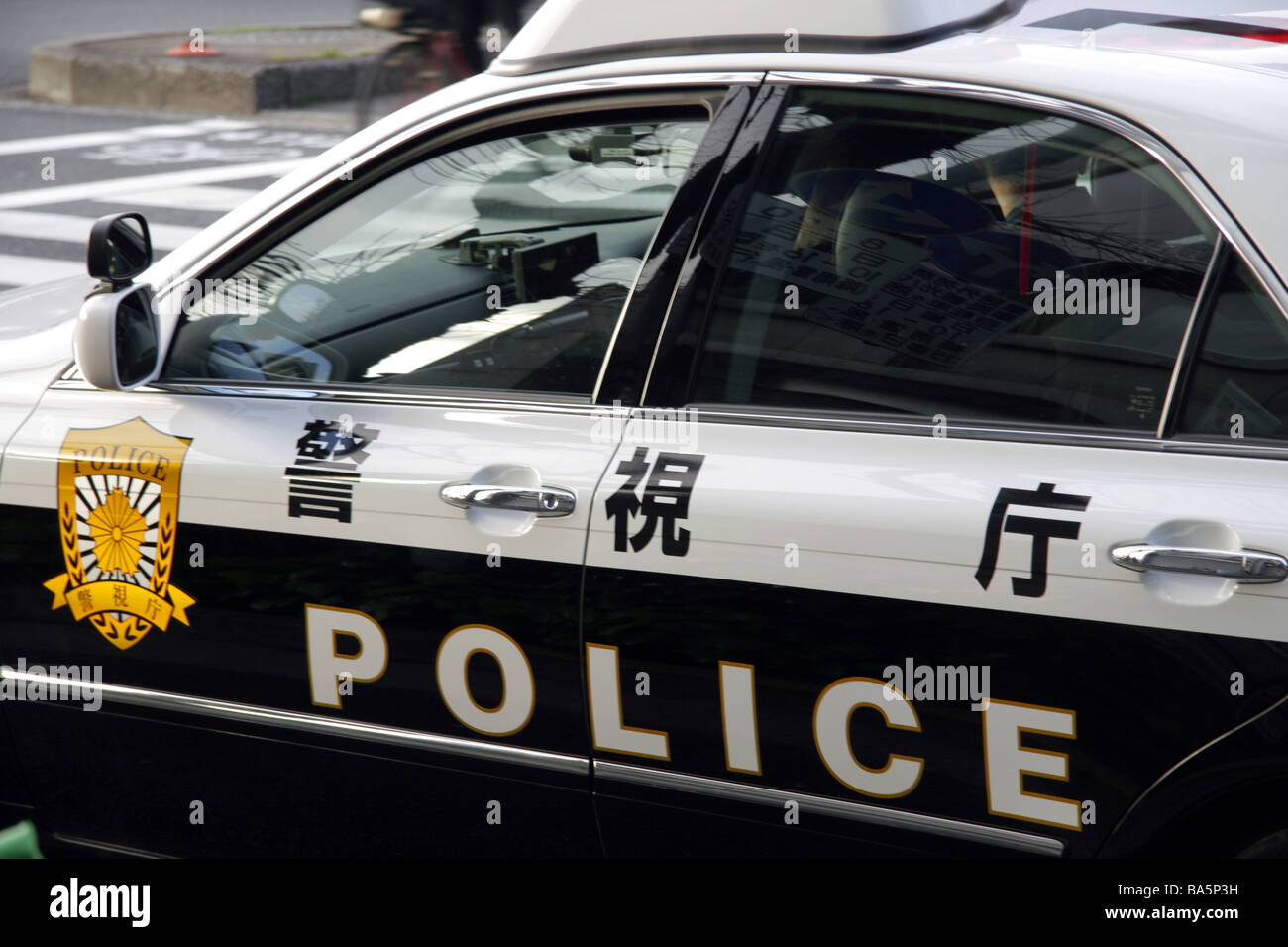 Police car in Tokyo Japan Stock Photo
