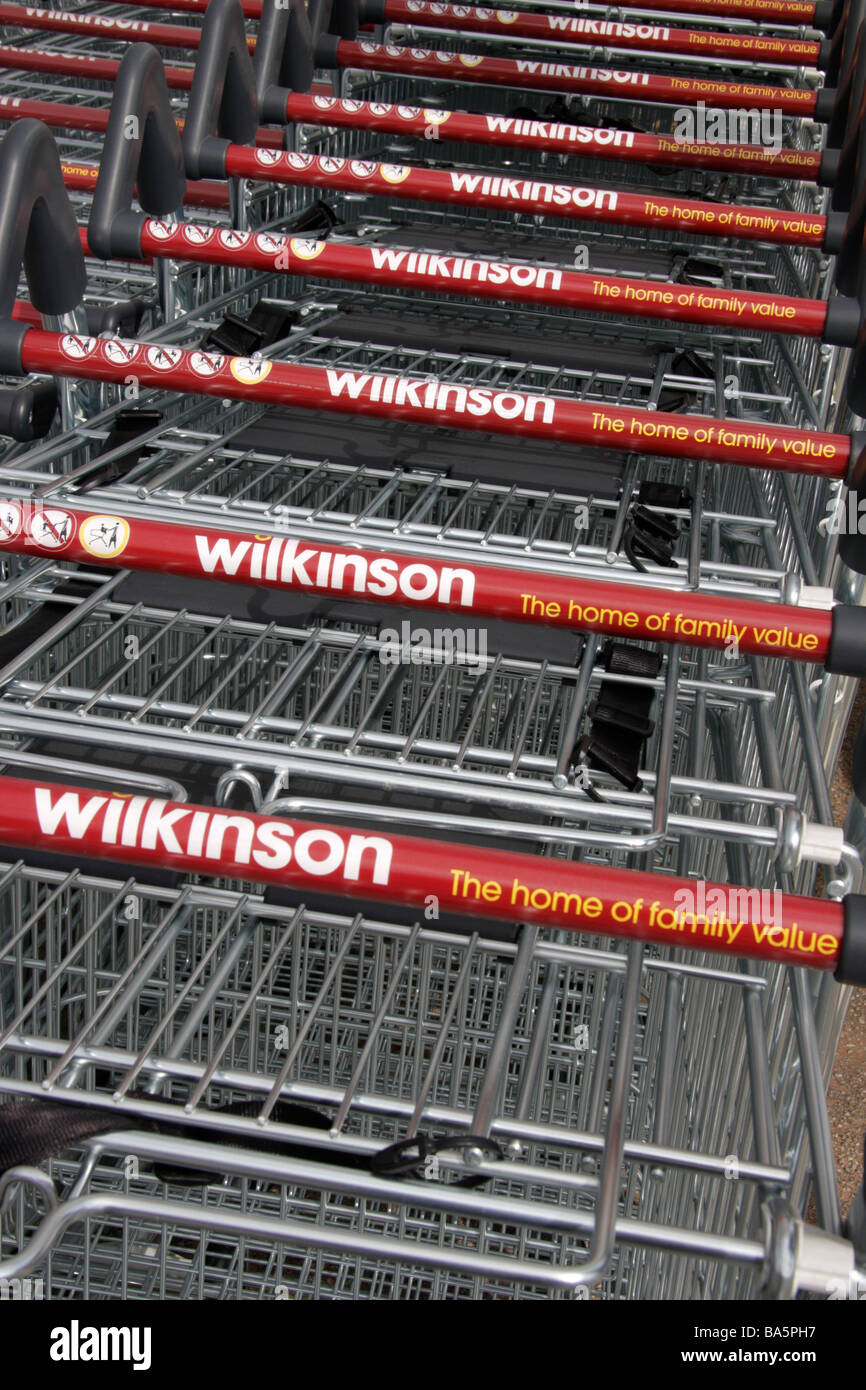 Wilkinson / Wilko Store shopping trolleys Stock Photo Alamy
