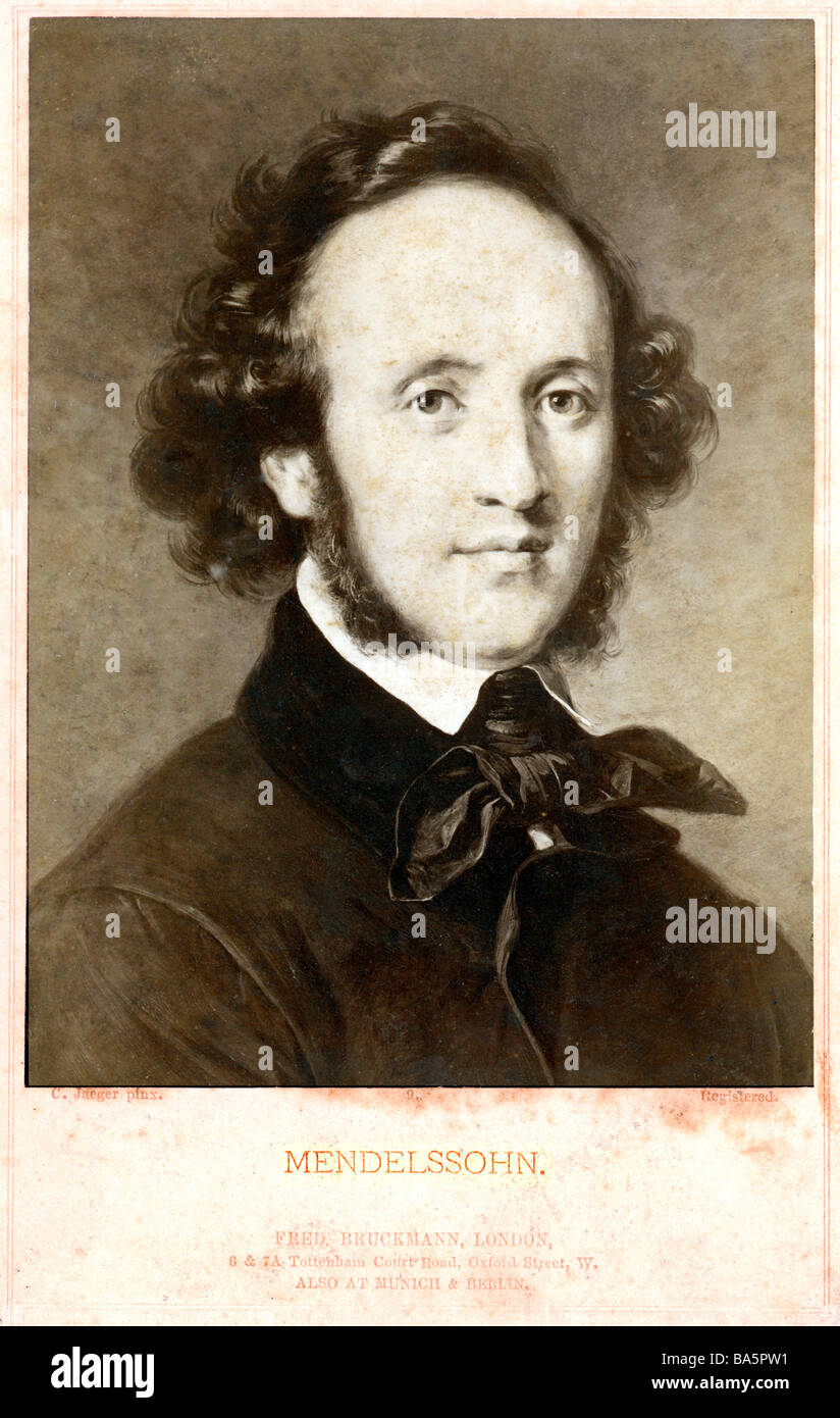 Felix Mendelssohn Victorian photograph of a painting of the German composer 1809 1847 in 1840 Stock Photo