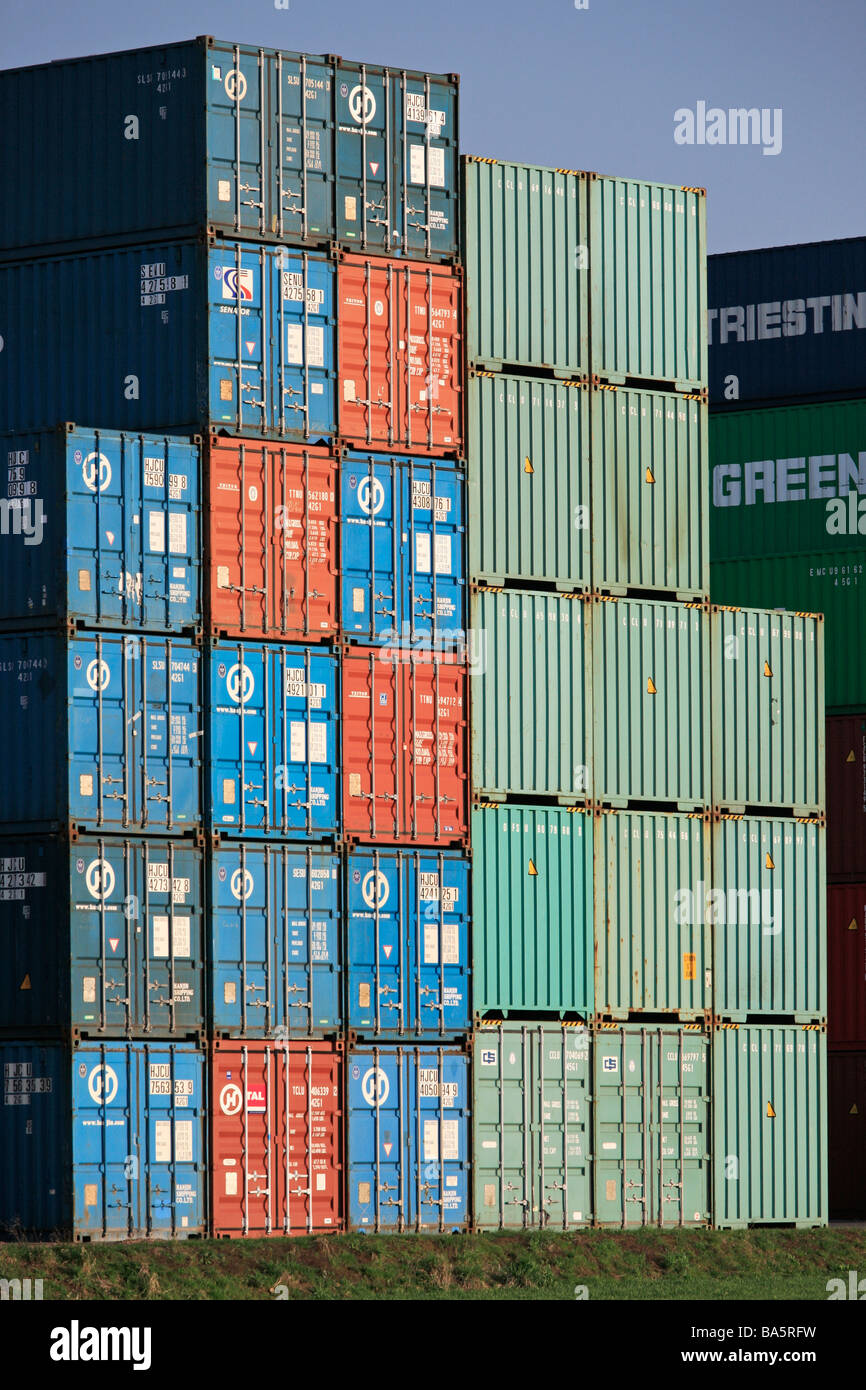 containers at railport Stock Photo