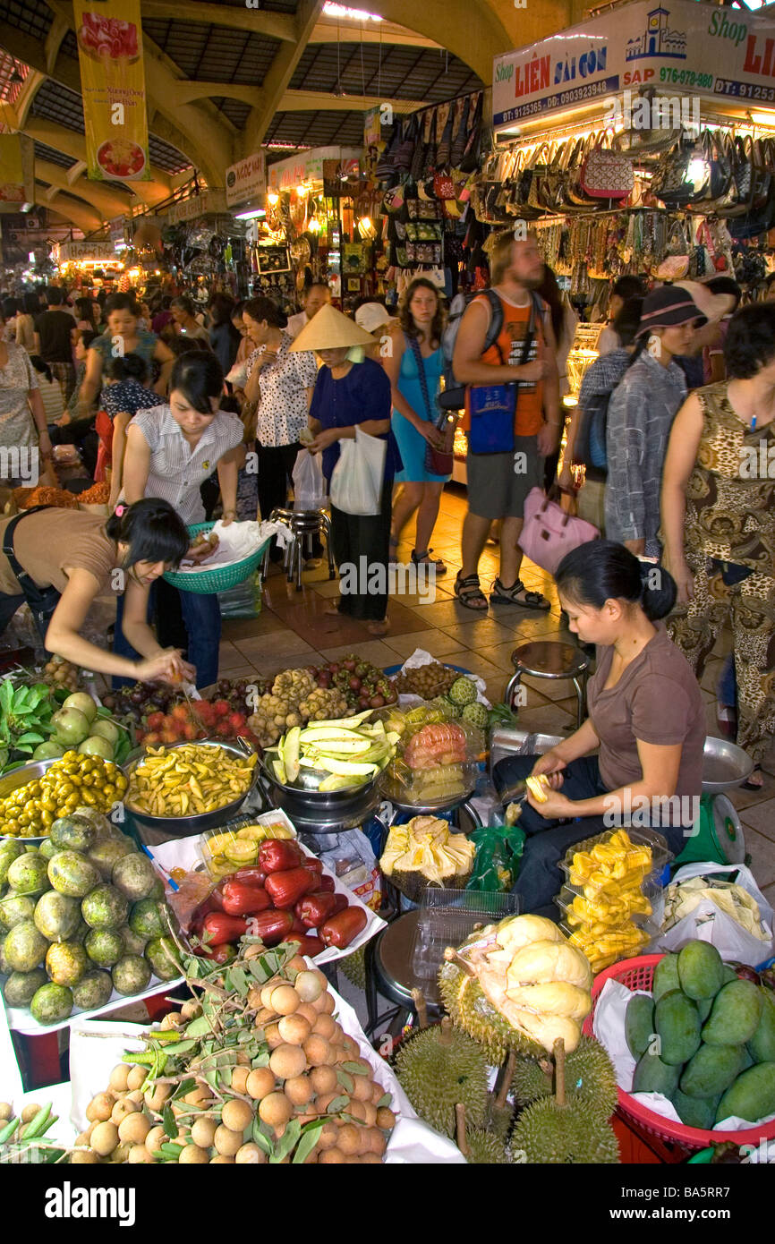 Vendors selling produce in the Ben Thanh Market located in Ho Chi Minh City Vietnam Stock Photo
