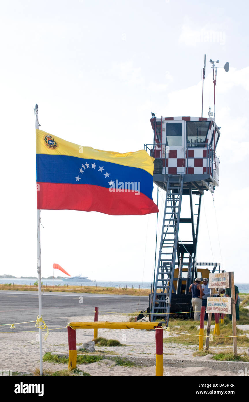 airport tower Gran Roque Los Roques Venezuela South America Stock Photo
