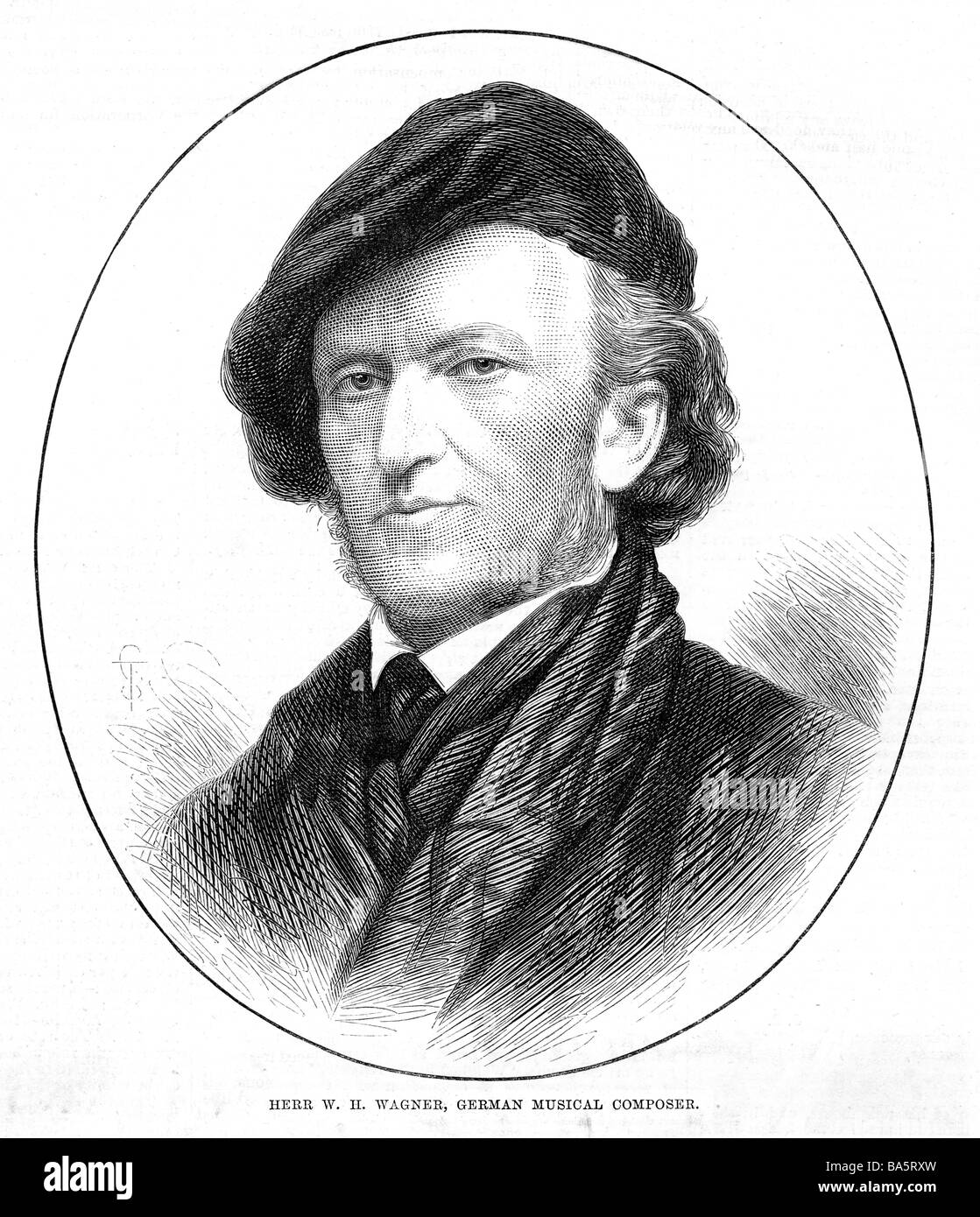 Richard Wagner 1876 engraving of the German composer born in 1813 in Leipzig Stock Photo