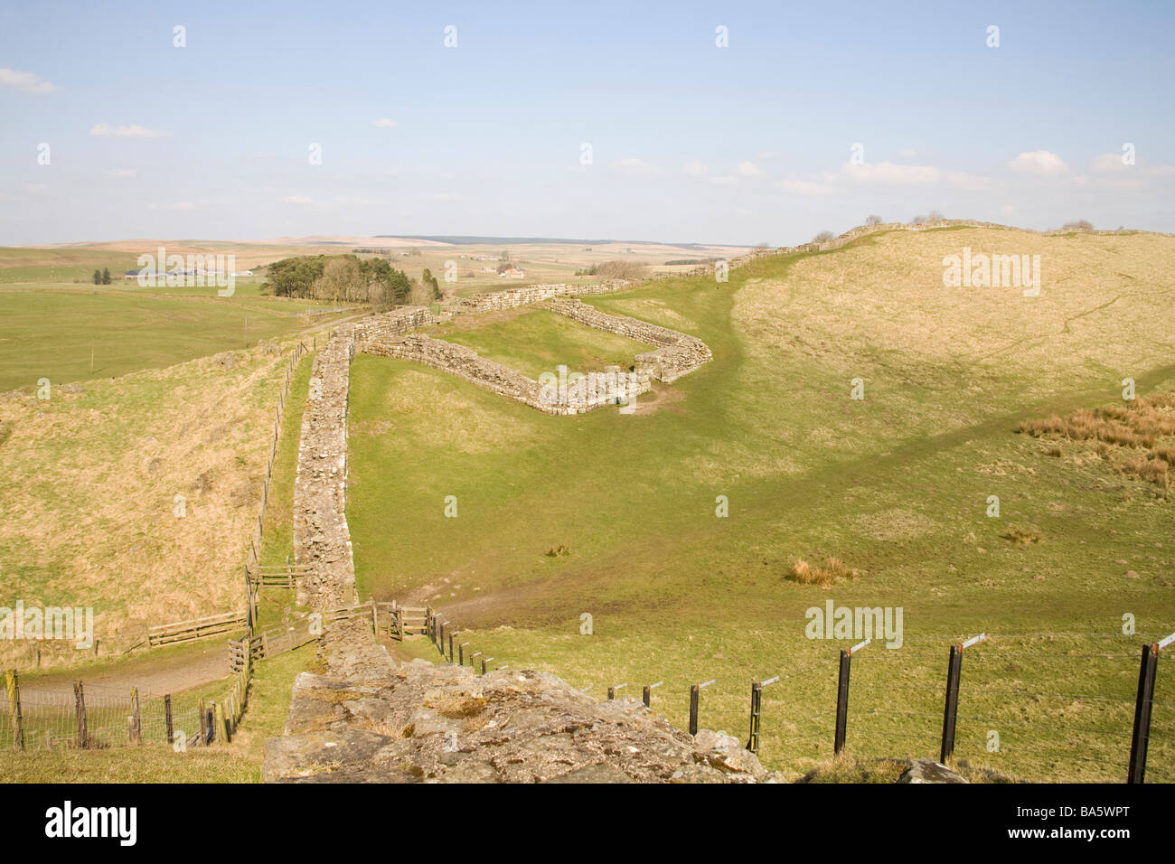 Northumberland England UK March The remains of Cawfields Milecastle on ...