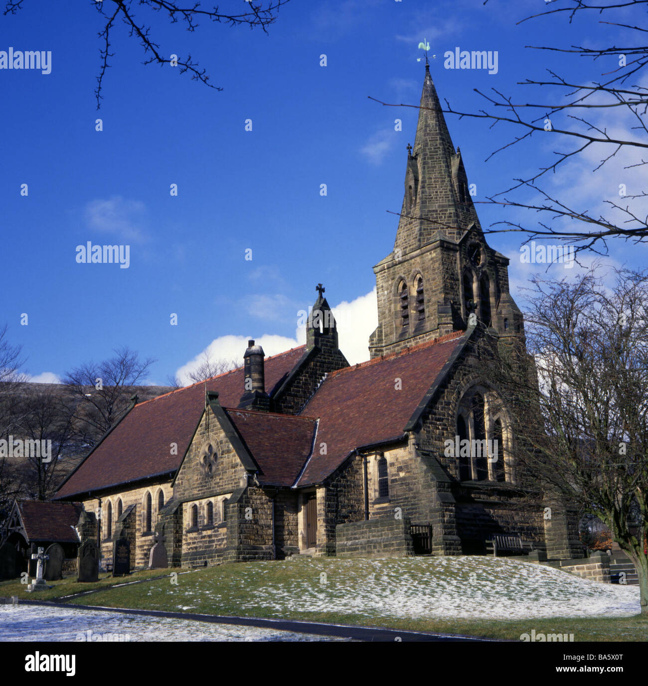 THE Church of The Undivided and Holy Trinty winter Edale Peak District Derbyshire England Stock Photo