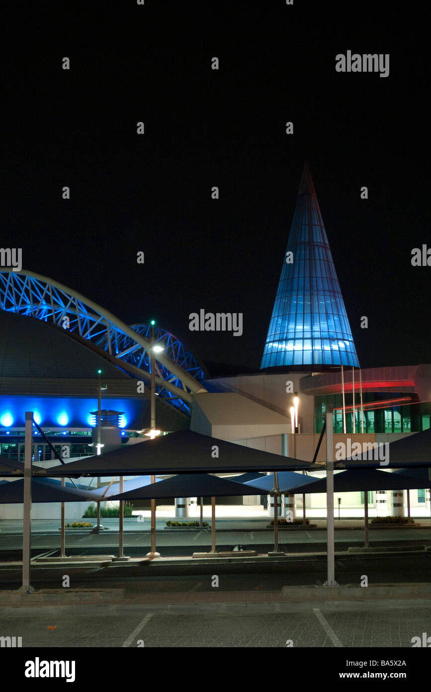 Shopping center and tower sports centre at night, Doha Qatar Middle East 90095 DohaQatar Stock