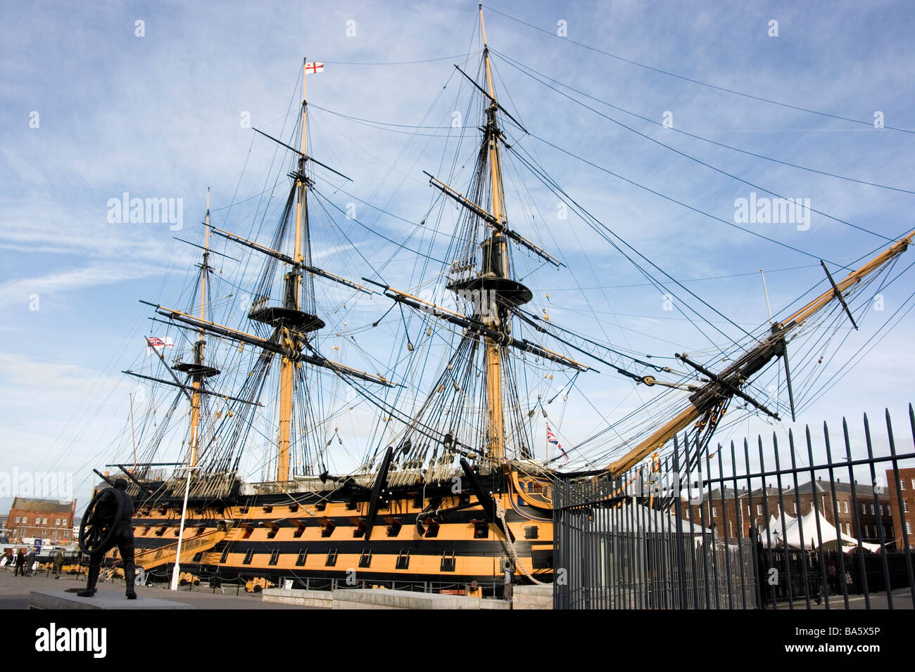 Admiral Lord Nelson's Flagship H.M.S. Victory in dry dock at Portsmouth Stock Photo