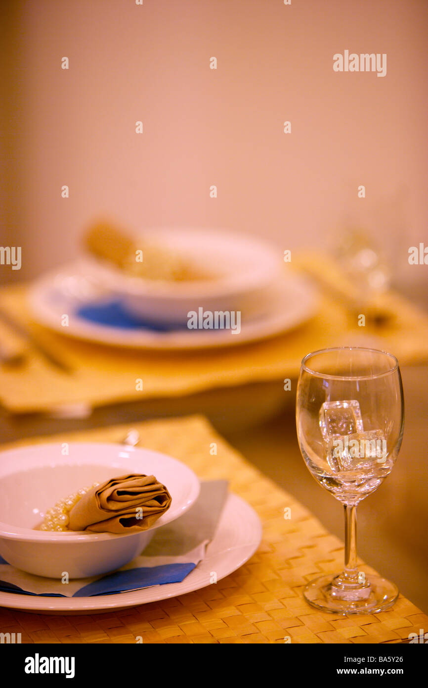 Place setting on table Stock Photo - Alamy