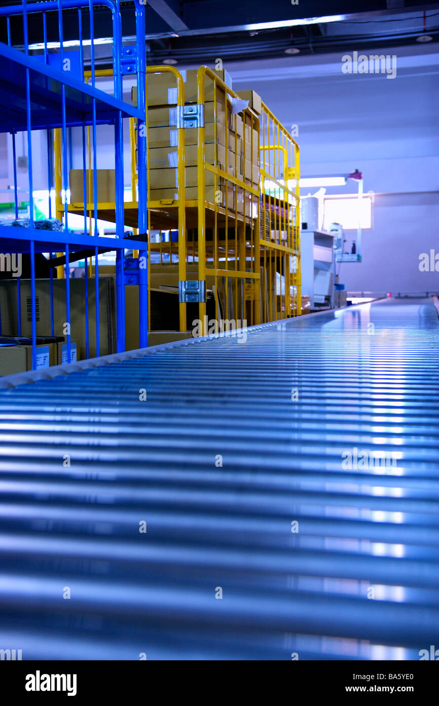 Conveyor belt in warehouse Stock Photo Alamy