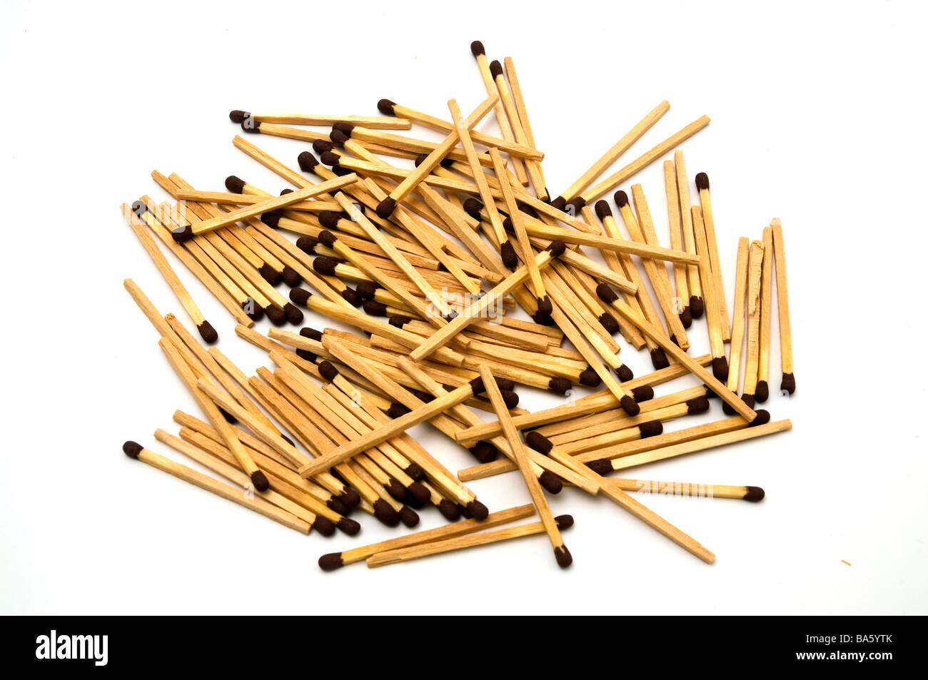 Group of matches on a white background Stock Photo
