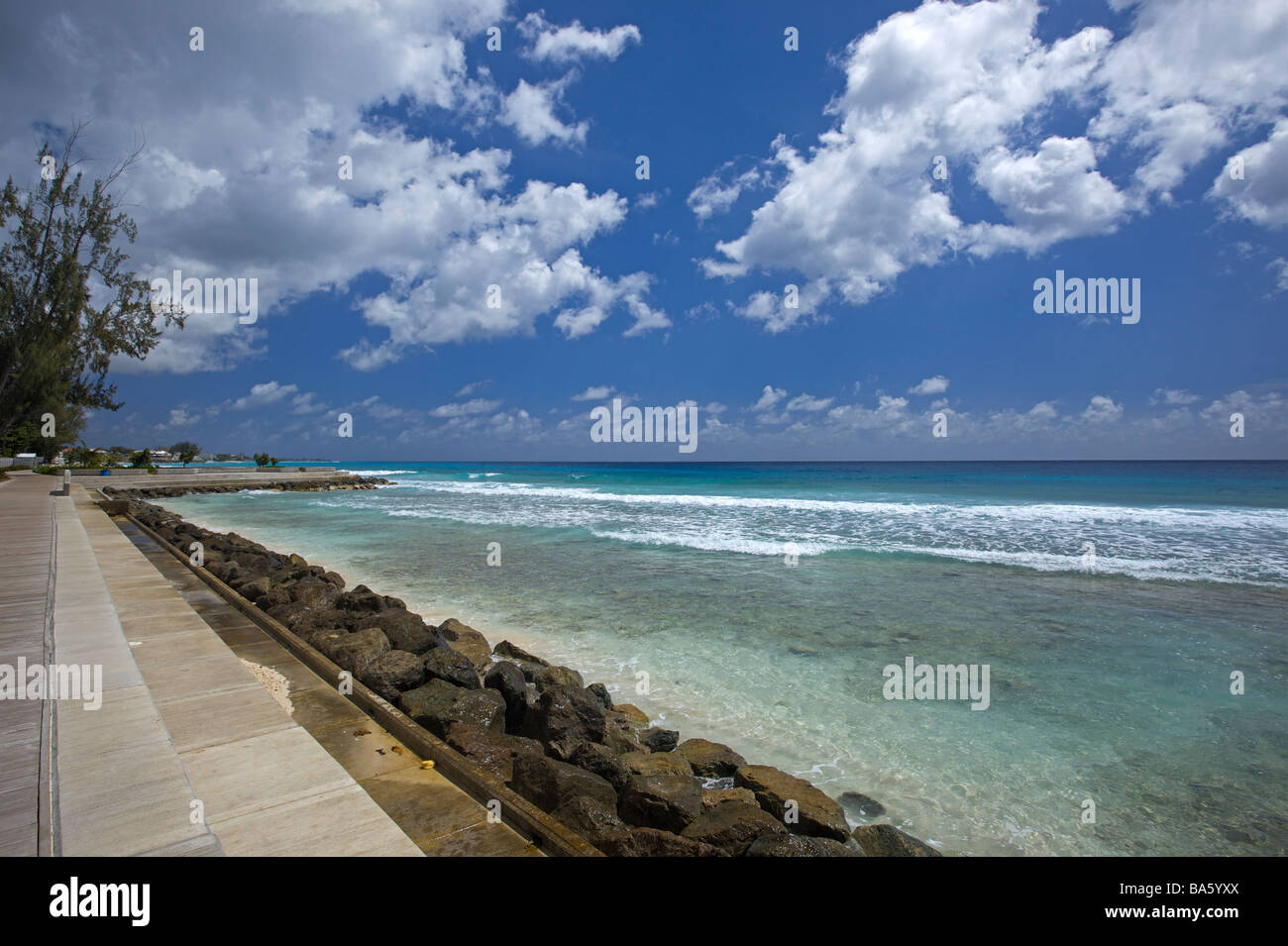 Newly built boardwalk in the South Coast of Barbados from Hastings to