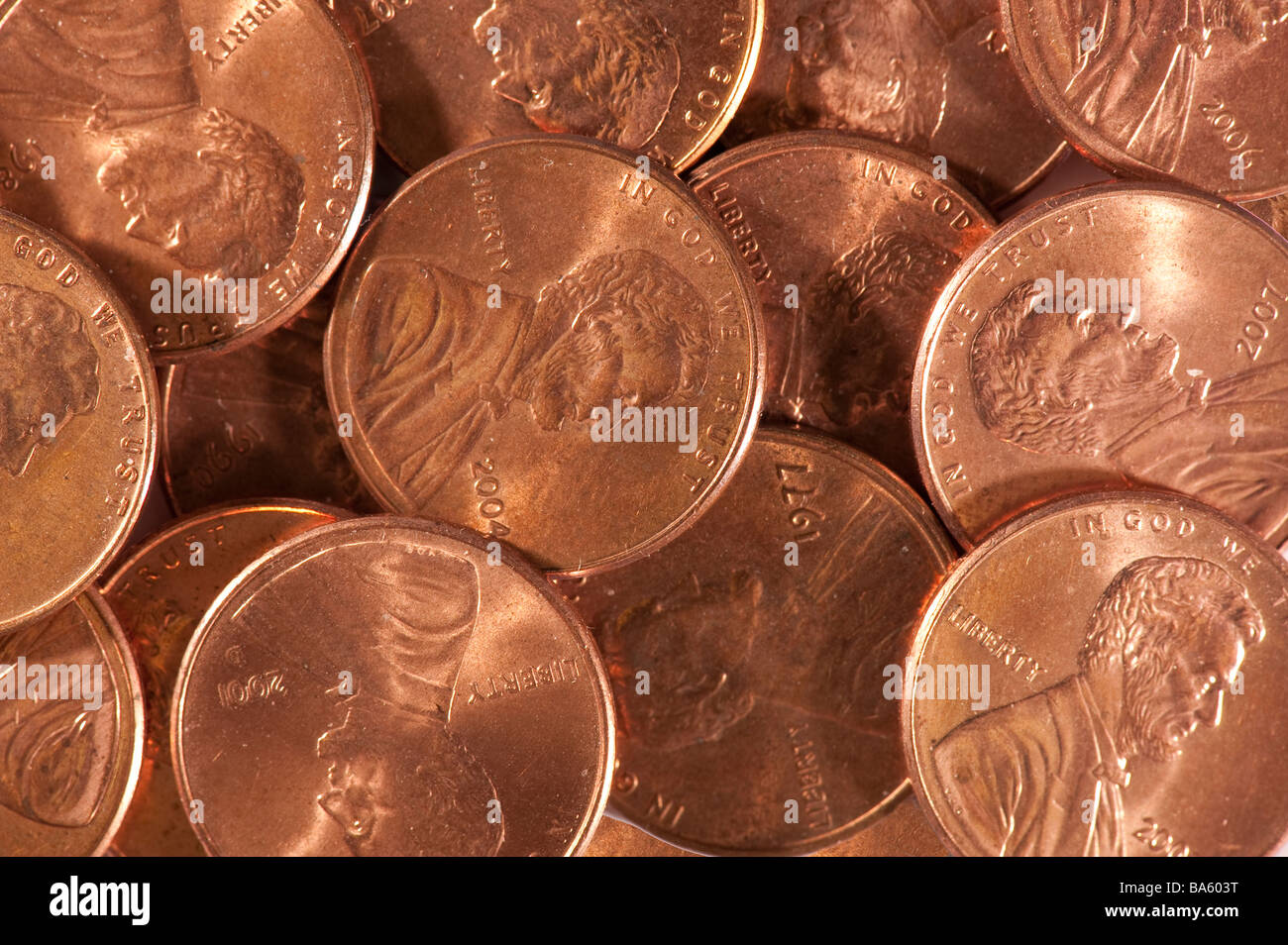 closeup pennies Stock Photo