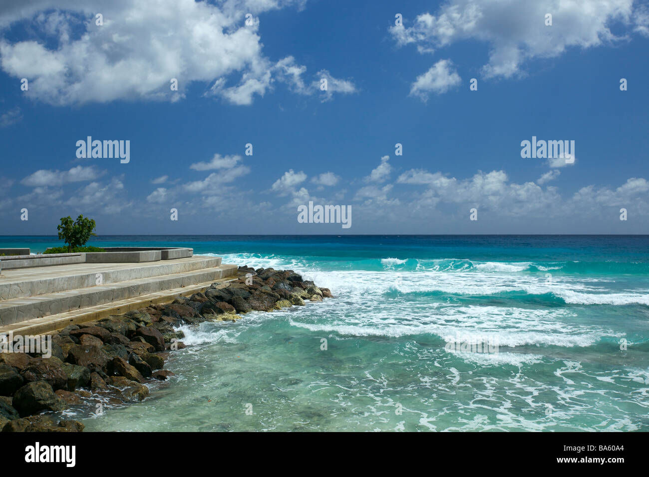 Newly built boardwalk in the South Coast of Barbados from Hastings to