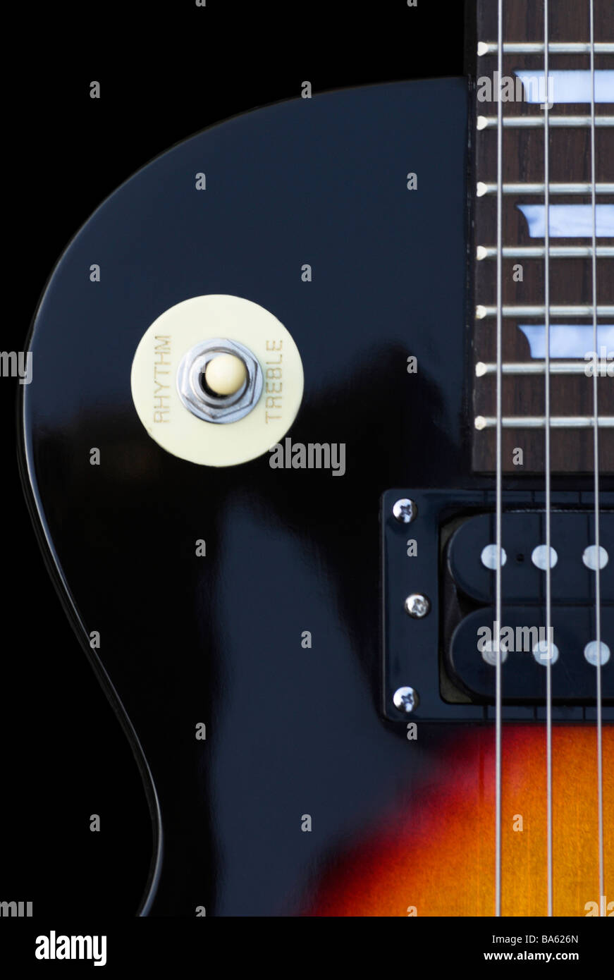 Electric guitar - including rhythm / treble switch, fret board, strings,  pickups Stock Photo - Alamy