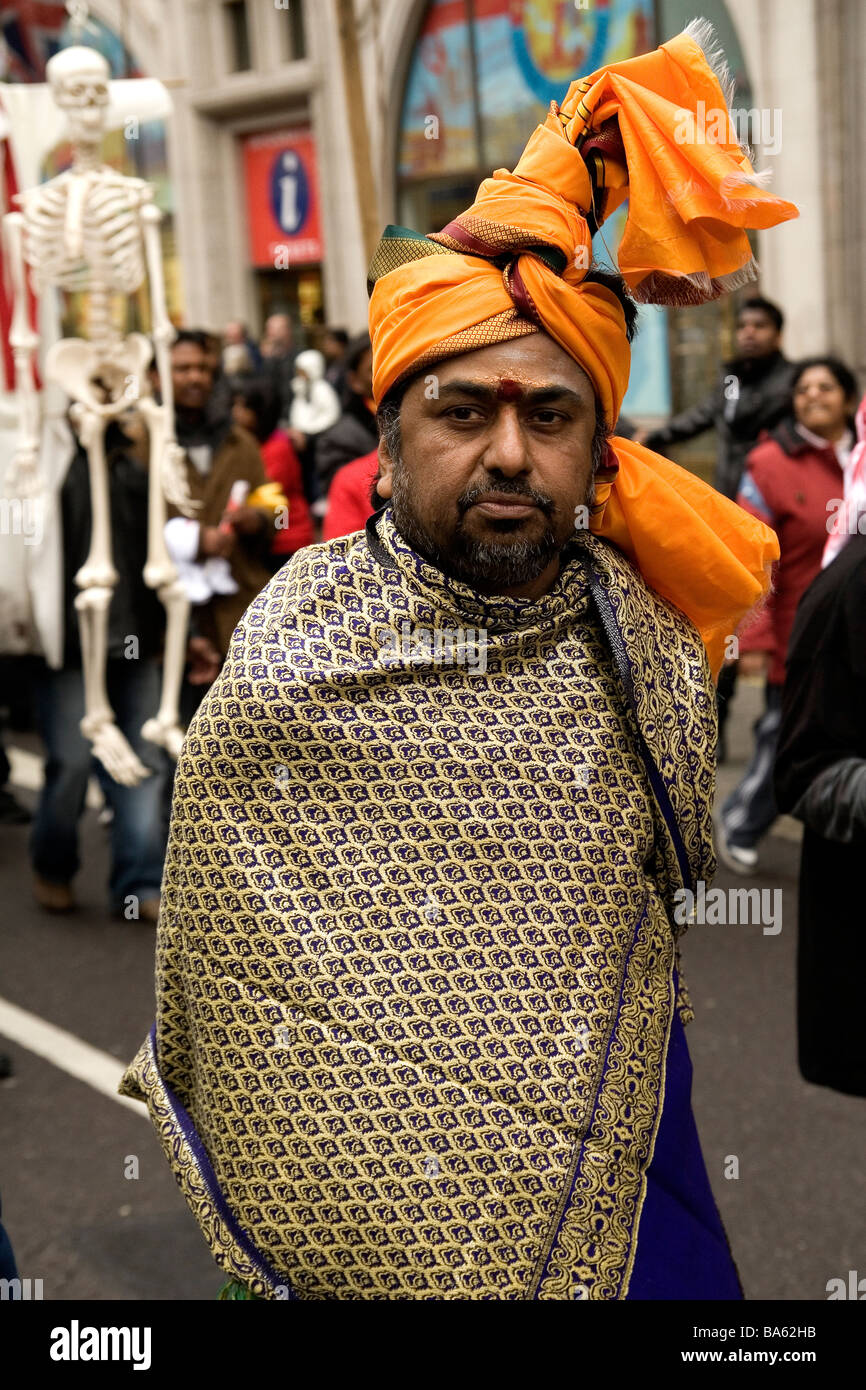 A Tamil man dressed in traditional costume in London Stock Photo