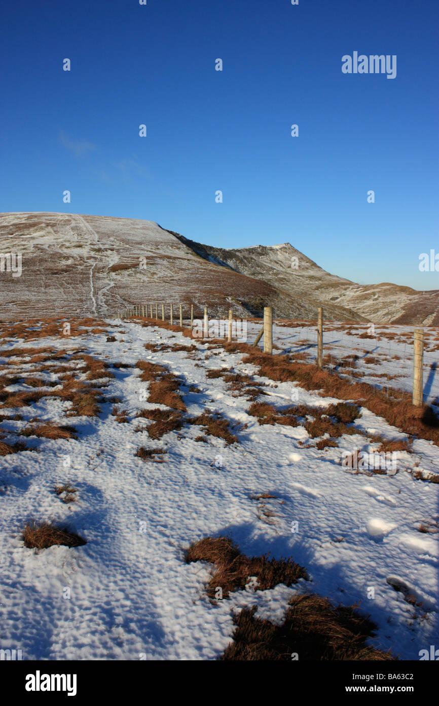 The summits of Moel Sych (left) and Cadair Berwyn (right) in the Berwyns mountain range, North Wales Stock Photo