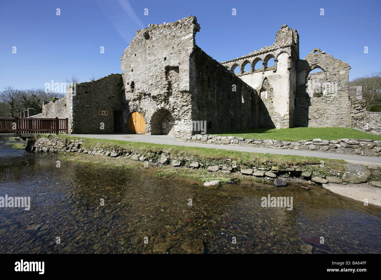 City of St David’s, Wales. Exterior view the early 14th century Bishop’s Palace Chapel and East Range. Stock Photo
