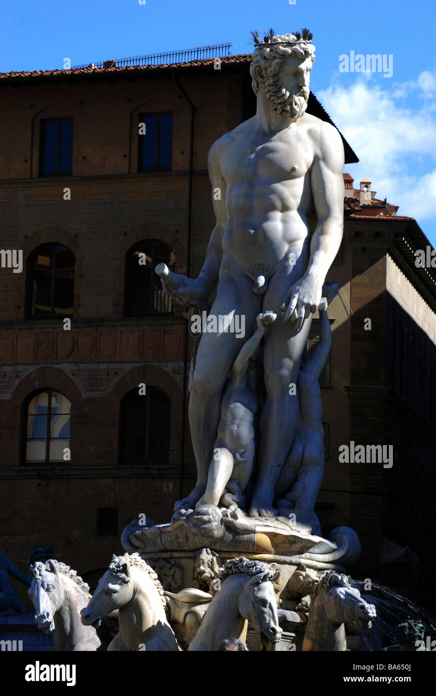 The Fountain of Neptune by Bartolomeo Ammannati, Piazza della Signoria, Florence, Italy Stock Photo