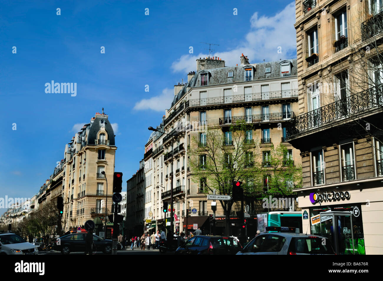 Paris, France, General View, Outside, Parisian Panoramic Street Scene, Real Estate, housing property market, old city buildings facades Stock Photo