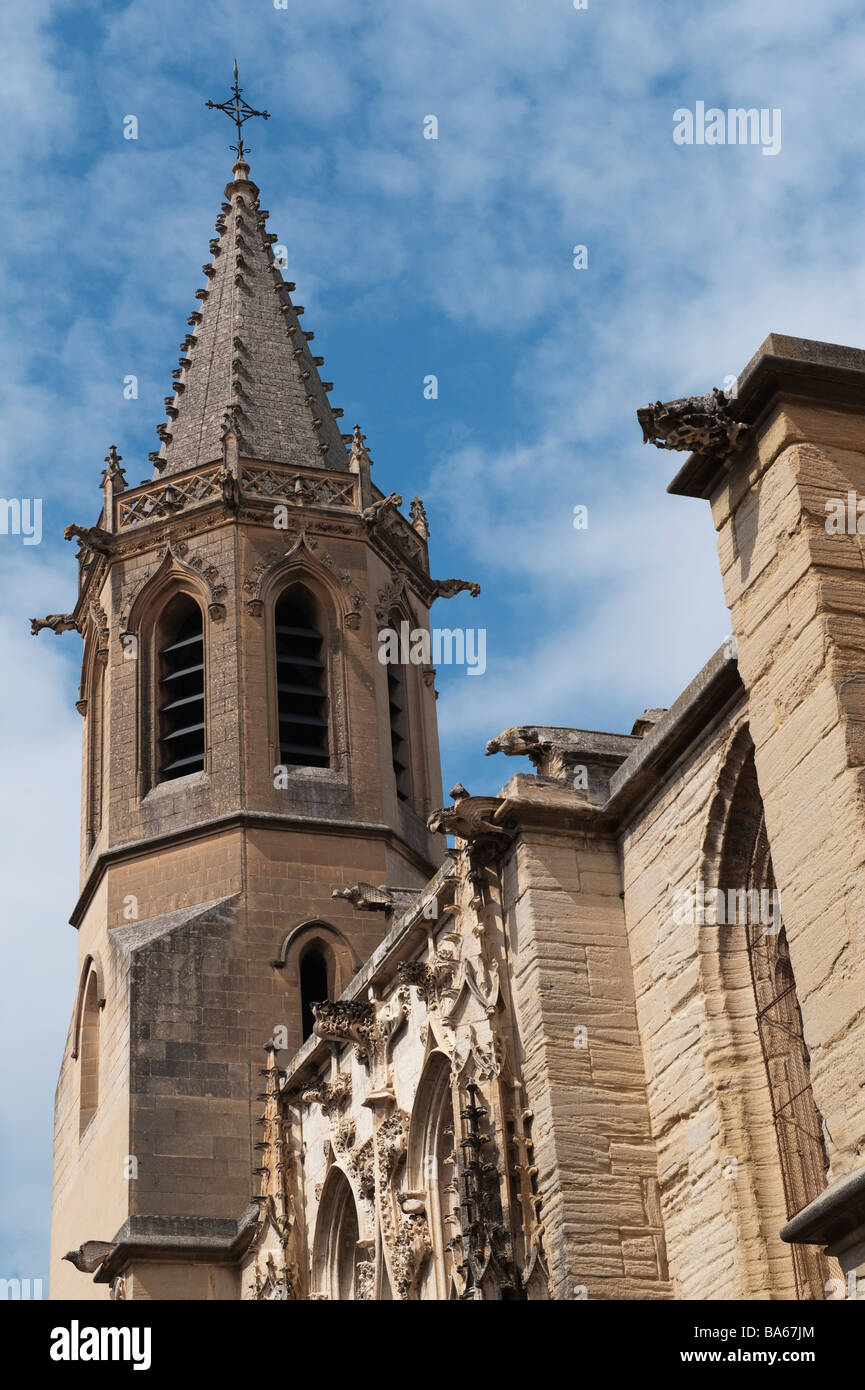 An exterior detail of the 15c cathedral of Saint-Siffrein in Carpentras, Provence, France Stock Photo