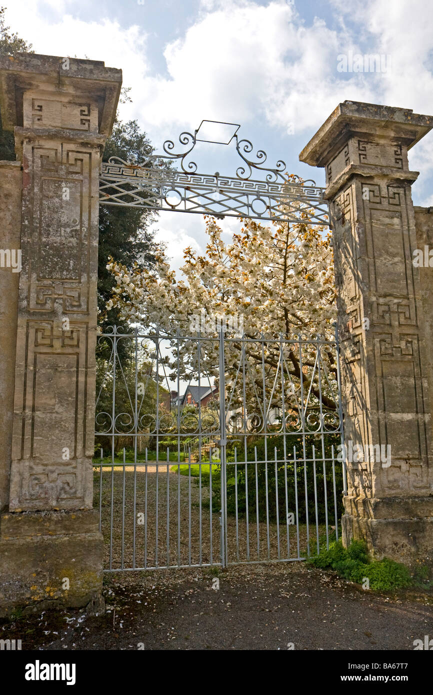 Ornate gateposts at Colyton House, Colyton, East Devon Stock Photo Alamy