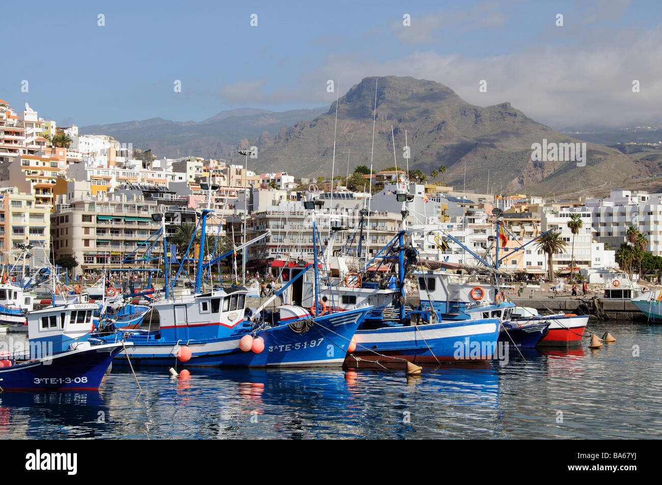 Los Cristianos Tenerife canary Islands harbour spanish fishing fleet