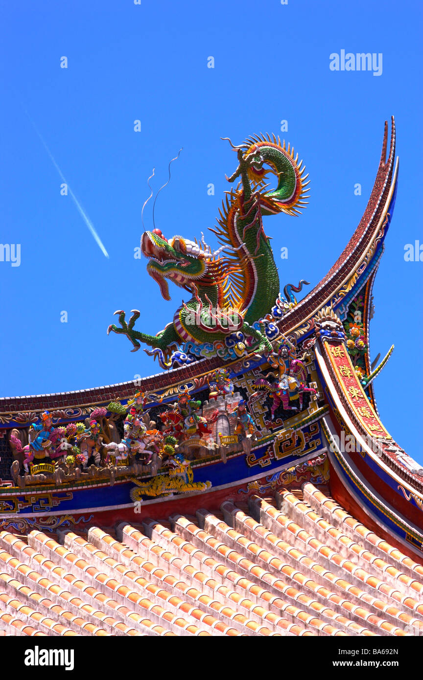 Detail of classic Chinese architecture rooftop against blue sky Stock ...