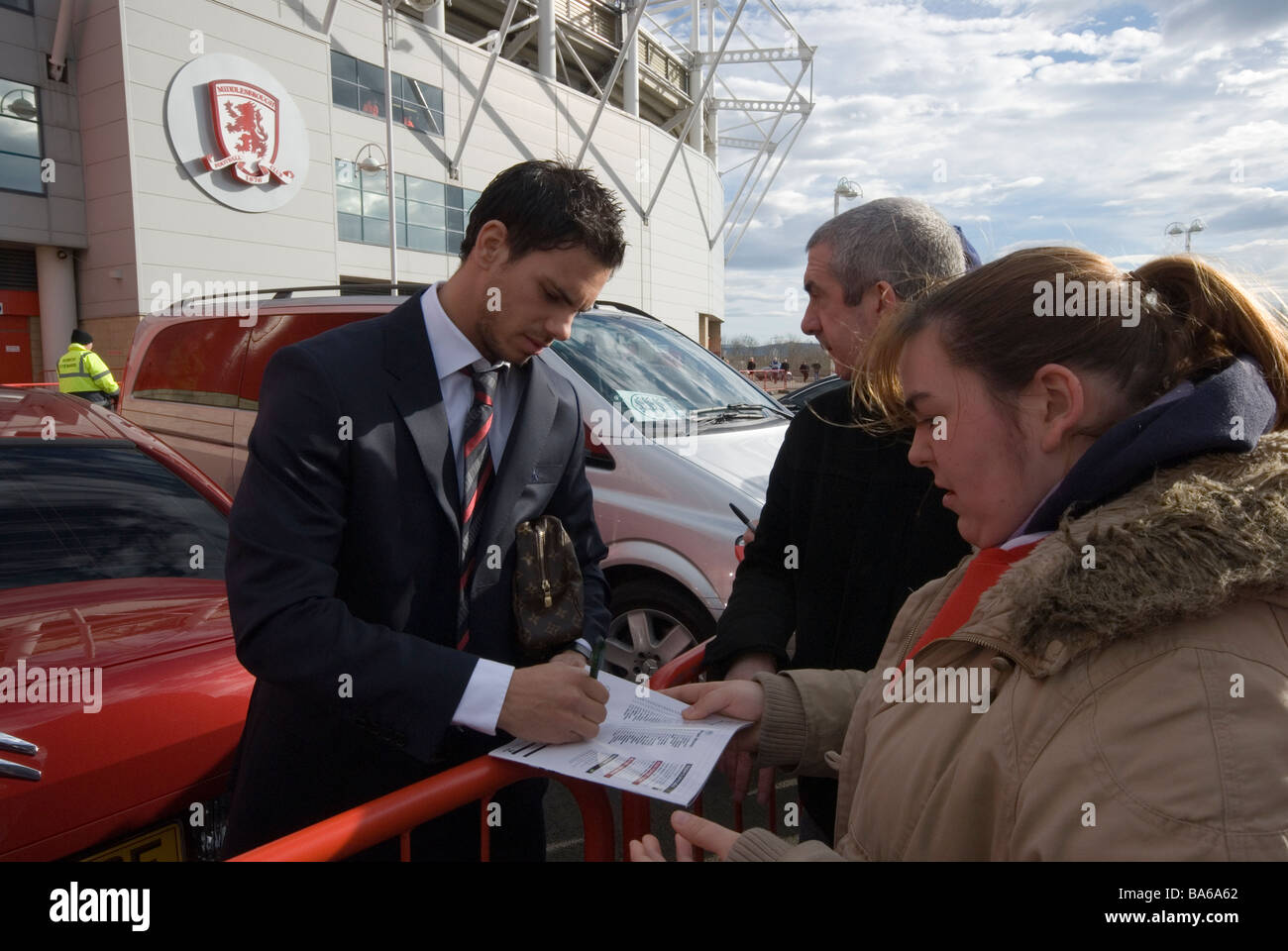 Jérémie Aliadière signing autographs outside The Riverside Stadium