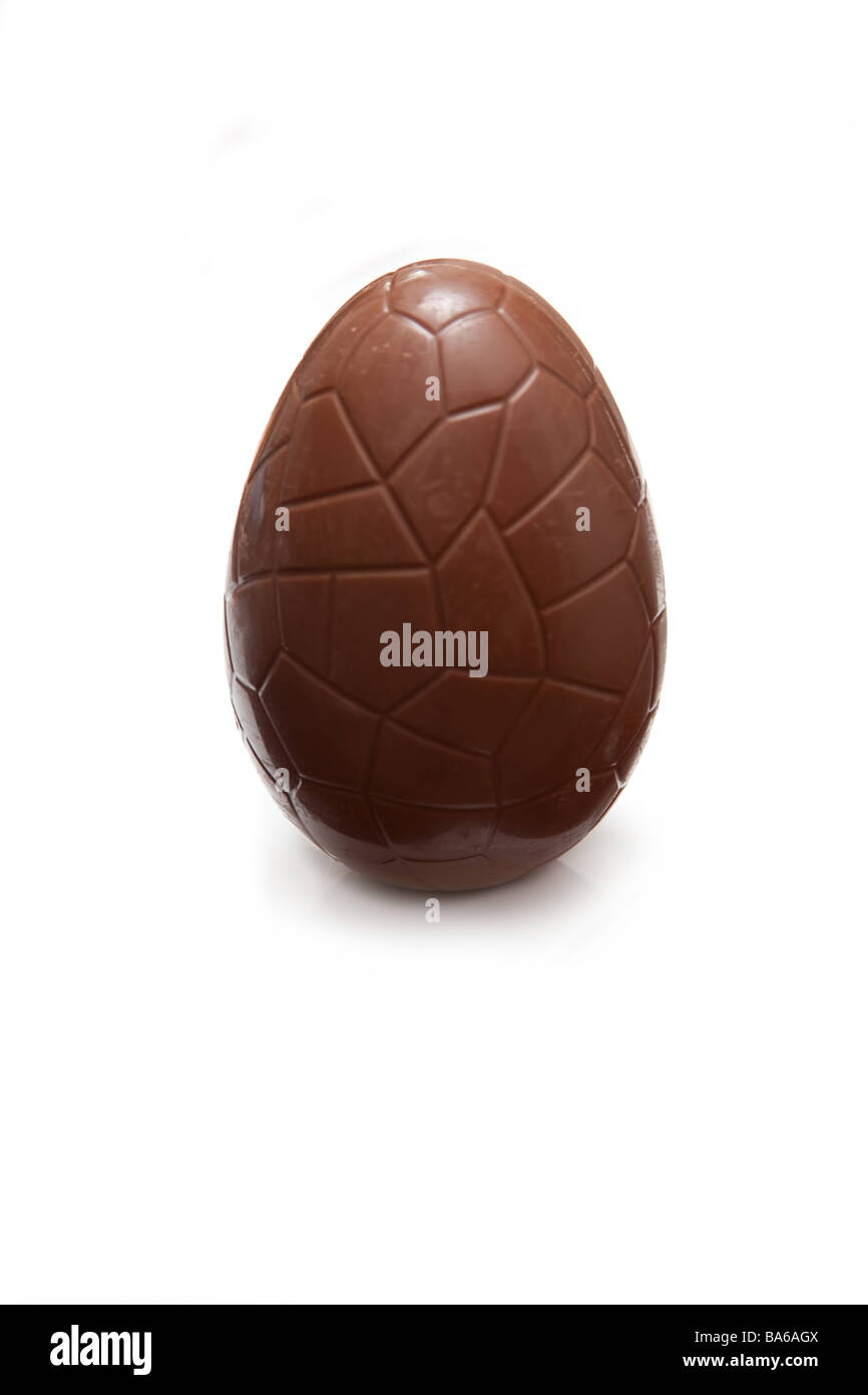 Chocolate Easter egg isolated on a white studio background Stock Photo