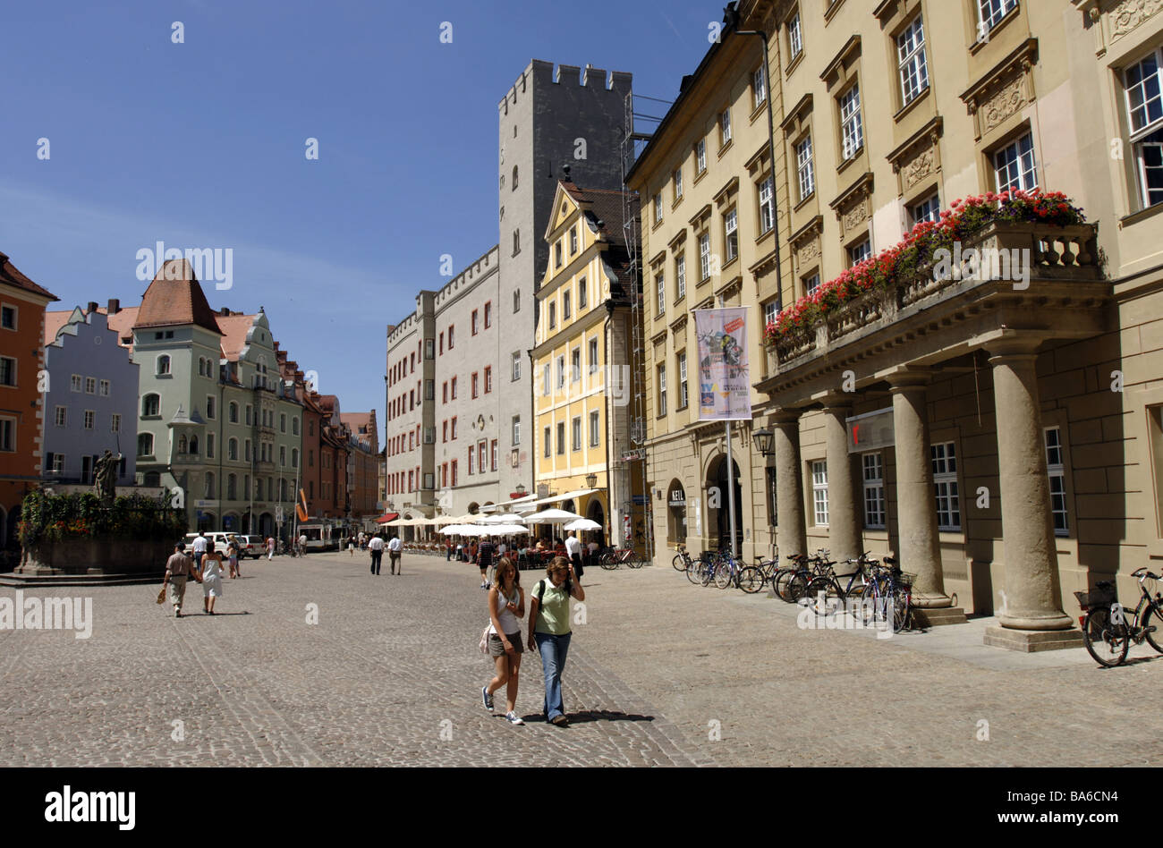 Germany Bavaria Regensburg pedestrianzone Haidplatz passersby