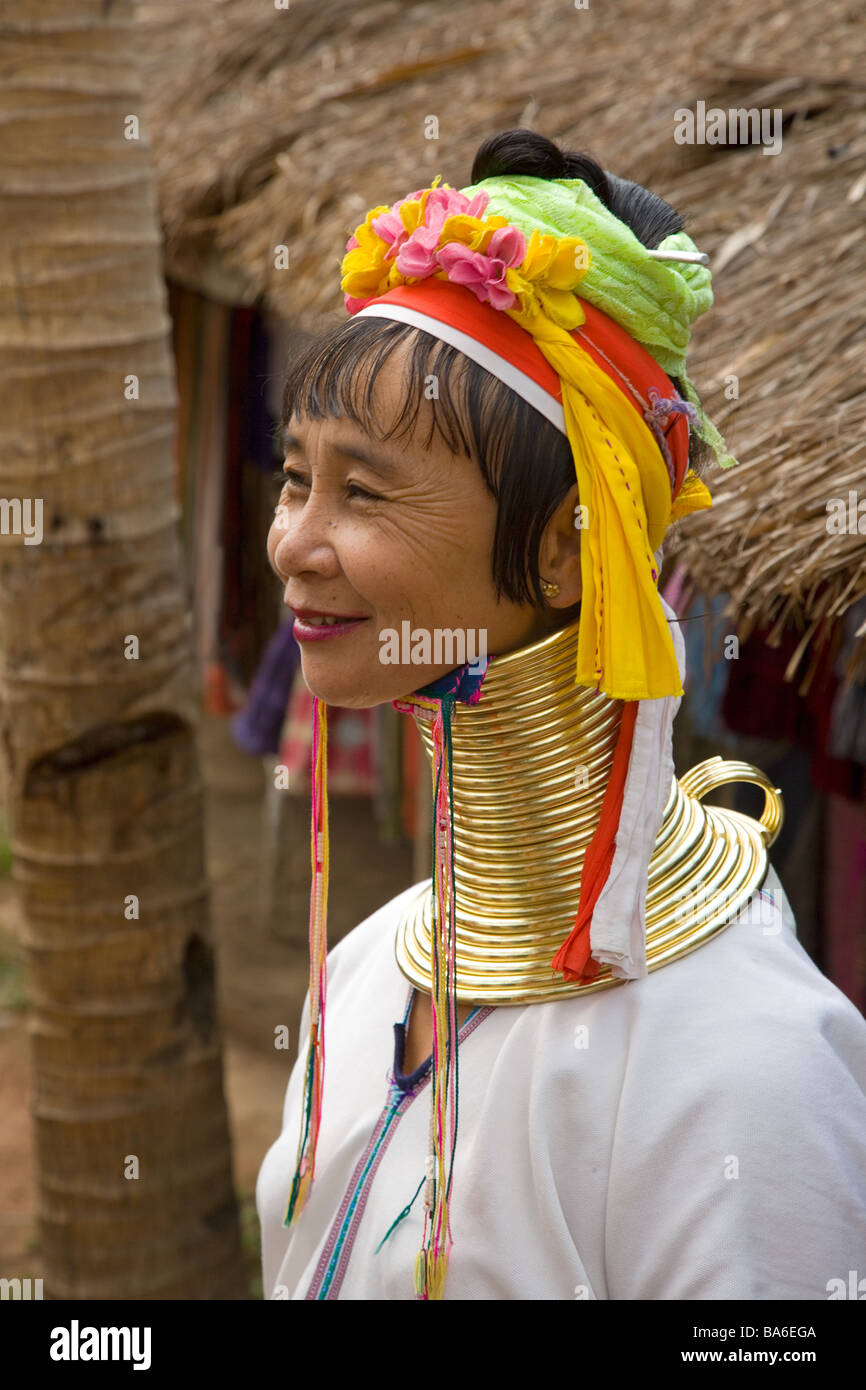 Long necked Women Karen Tribe Thailand Stock Photo