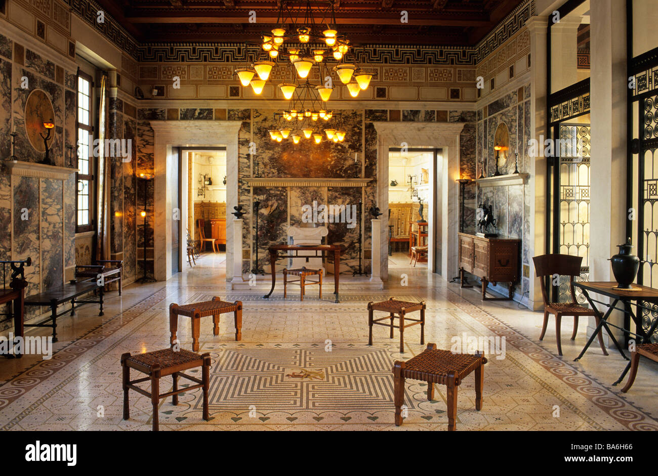 France, Alpes Maritimes, Beaulieu sur Mer, Villa Kerylos with a Neo Greek style built on 1908 by France, Alpes Maritimes, Beaulieu sur Mer, Villa Kerylos with a Neo Greek style built on 1908 by