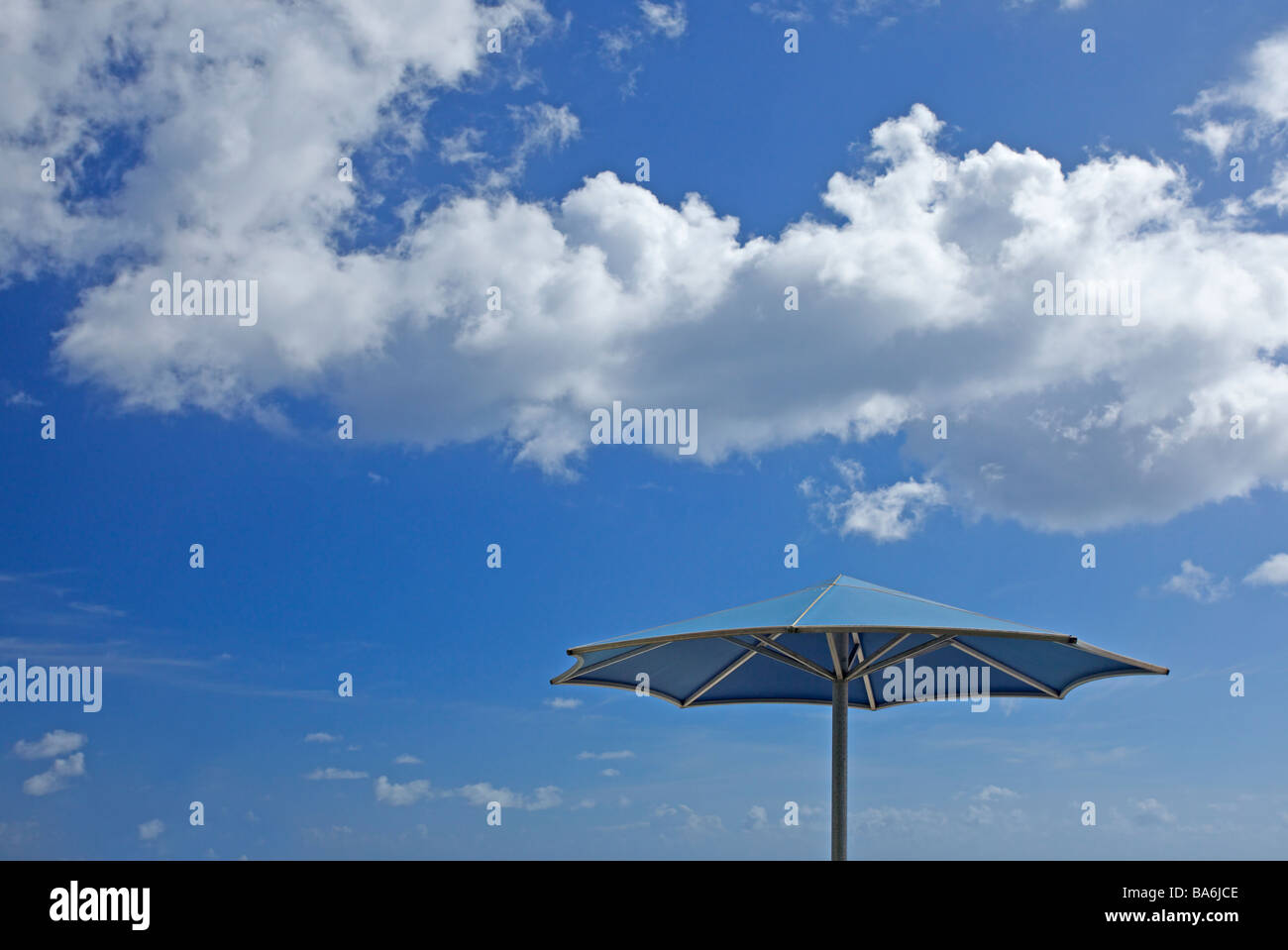 Umbrella at Dover beach at St. Lawrence Gap or 'The Gap', Barbados, 'West Indies' Stock Photo