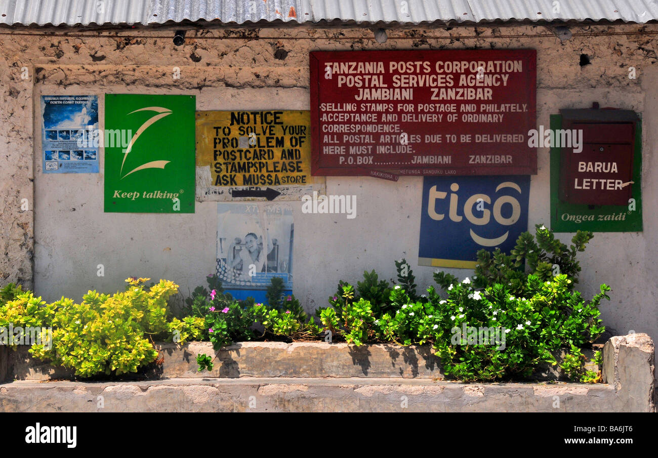 Post Office, Jambiani Village,Zanzibar,Tanzania,Africa, Stock Photo