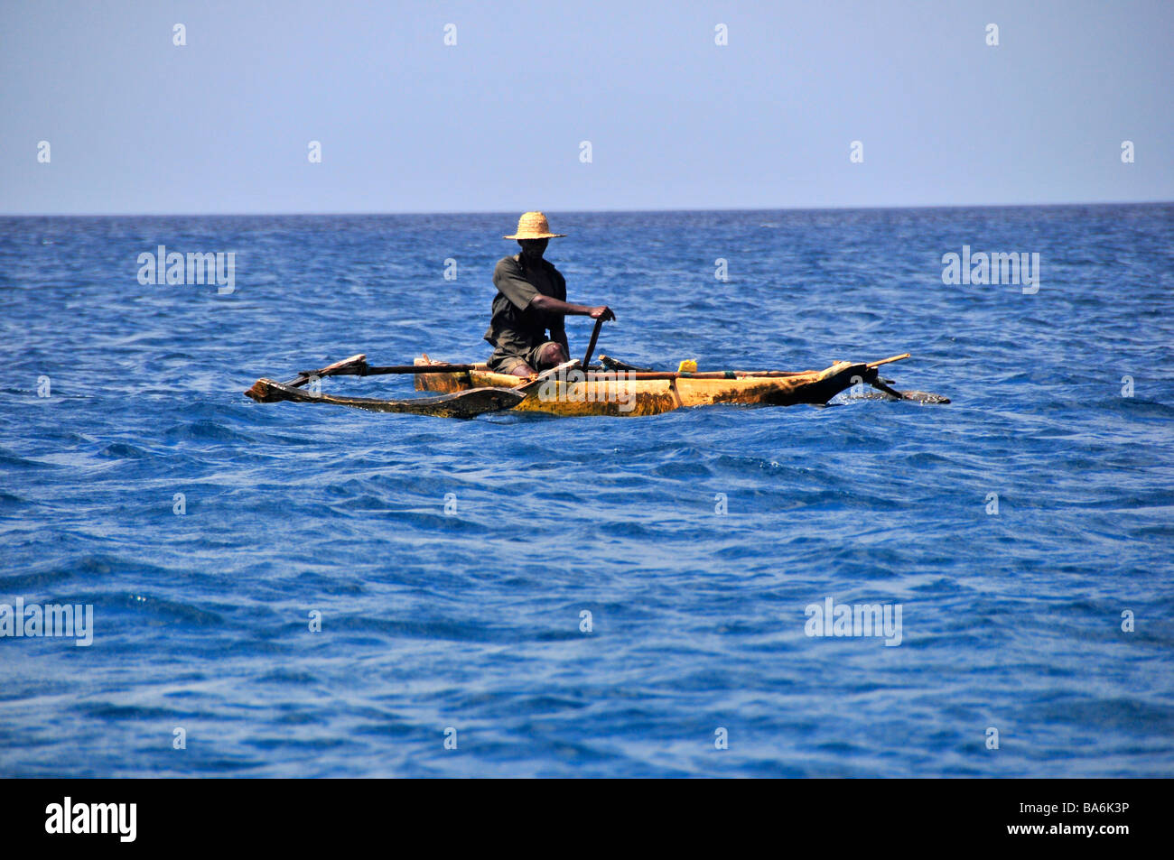 Traditional Fisherman in  fishing boat,Indian ocean,Zanzibar, Stock Photo