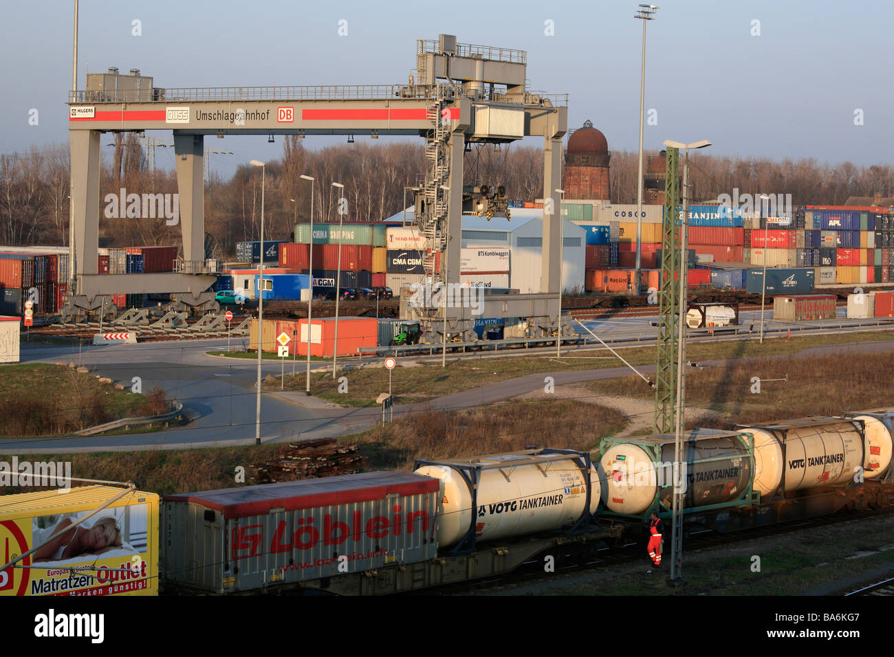 freight trains at freight yard Stahmeln near Leipzig Stock Photo