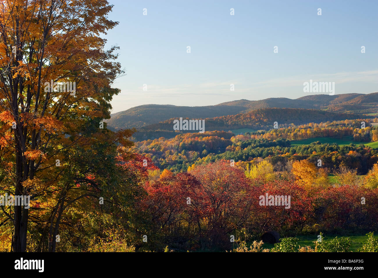 rural scene in Autumn in the Pownal Valley of Southern Vermont Stock Photo