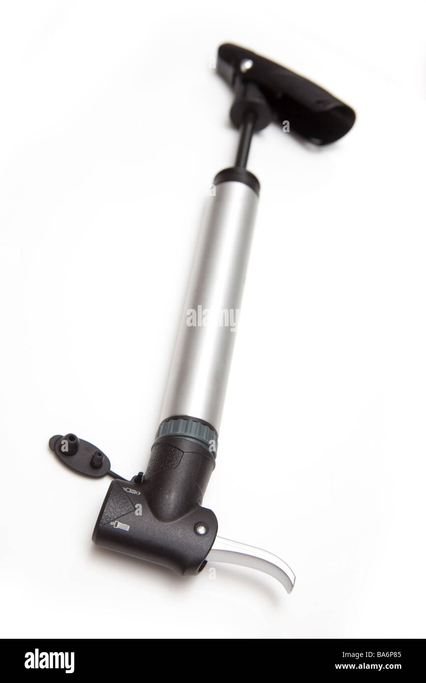 bicycle bike hand pump isolated on a white studio background Stock Photo