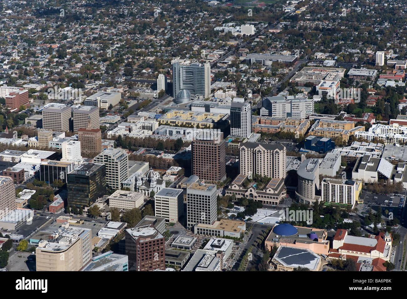 aerial view above San Jose California Silicon Valley Stock Photo