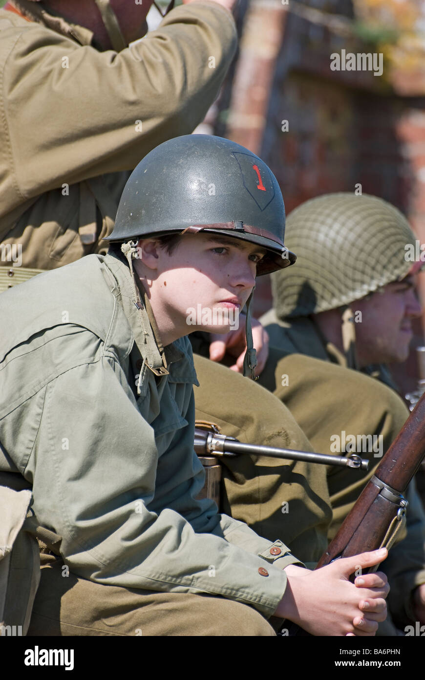 young american GI,at WW2 reenactment fort nelson, hampshire. Stock Photo