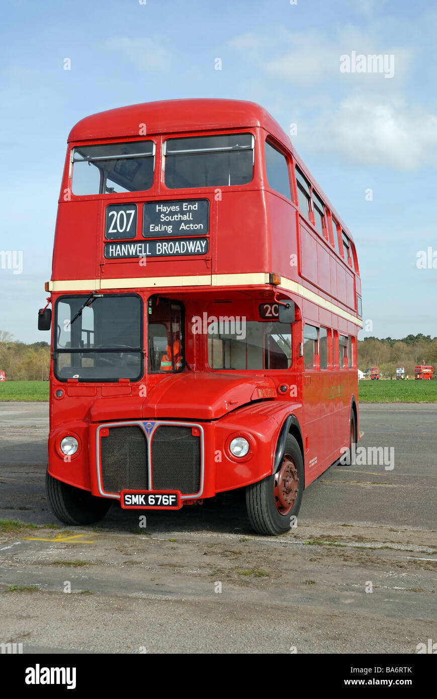 SMK 676F front view of 1967 AEC Routemaster  Lengthened RML 2676 at the Cobham Bus Museum Annual Spring Bus Coach gat Stock Photo