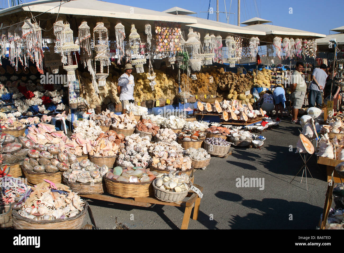 Greece Rhodescity market sale souvenirs series island Rhodes old part