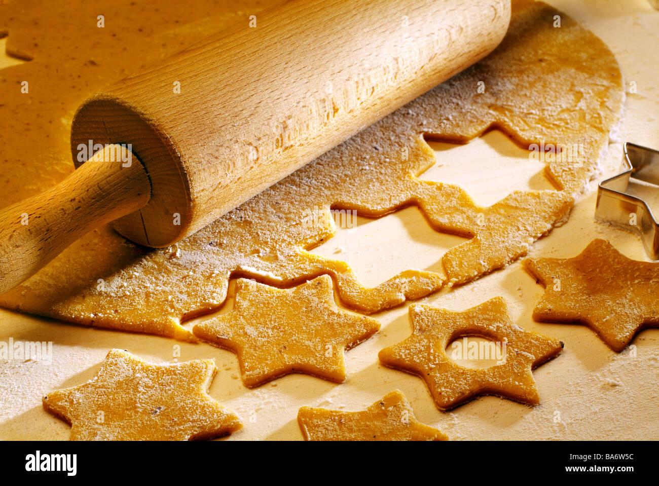 Gingerbread-figures preparation dough rolled to a stop rolling pin