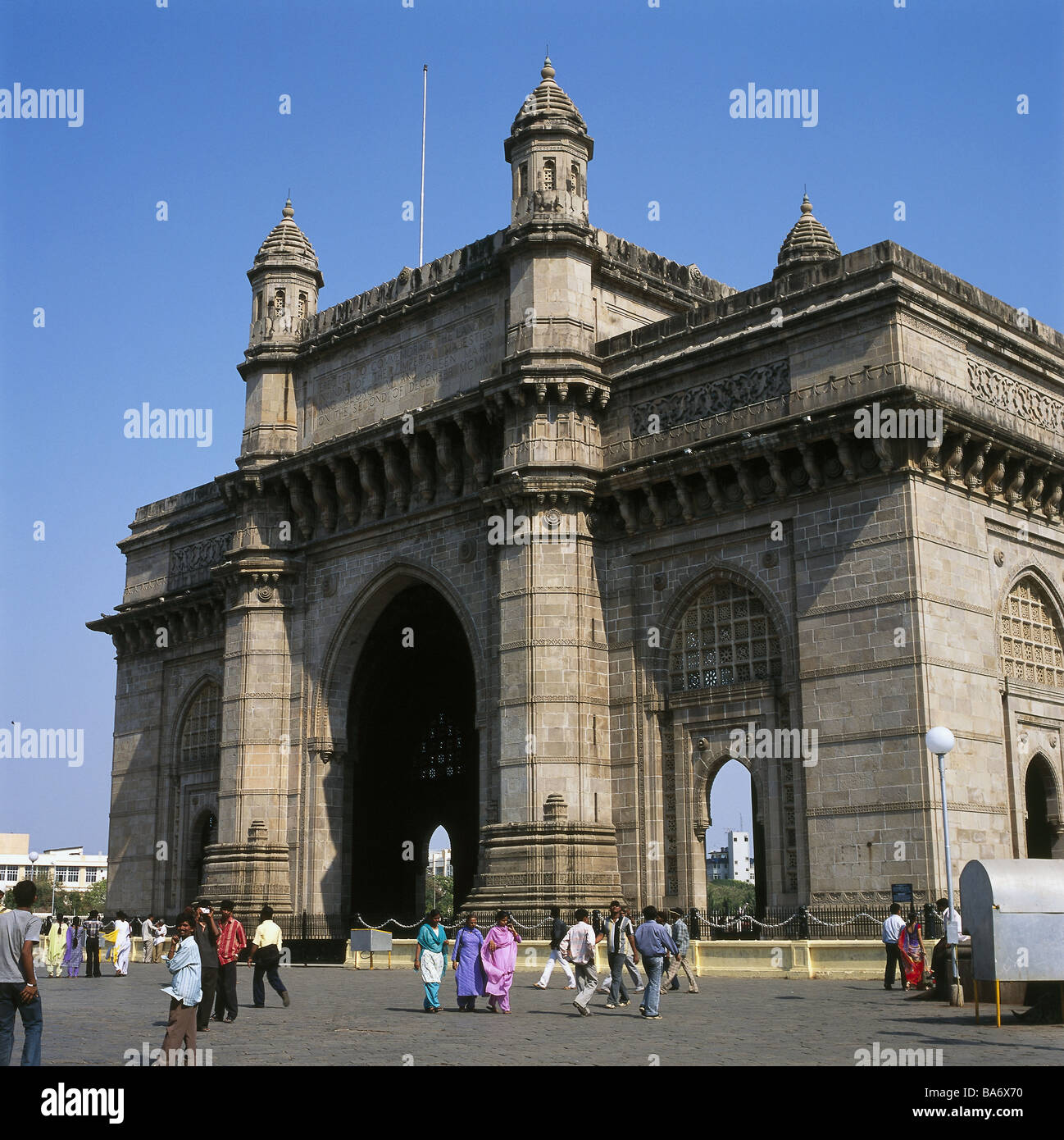 India Bombay Gateway of India 1911 passers-by no models release Asia 26 m high gate-construction gate-buildings construction Stock Photo