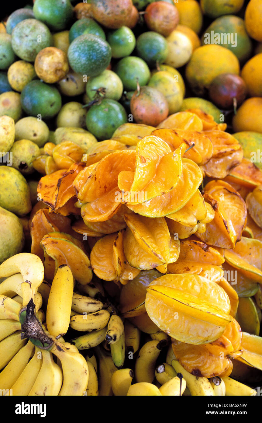 France, Guadeloupe, (French West Indies), Point a Pitre, Marche de la Darse (Darse Market), fruits Stock Photo