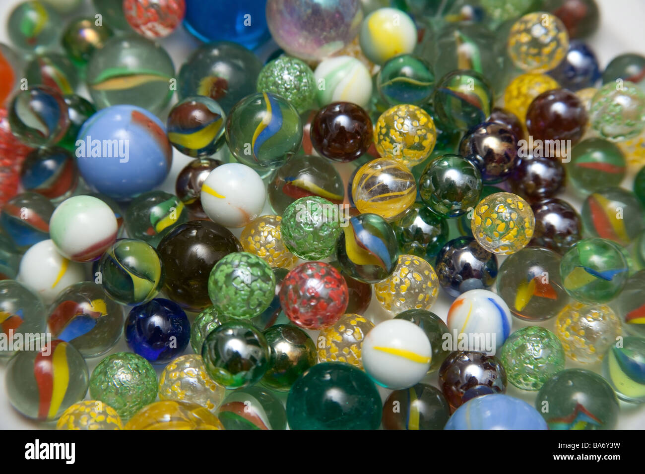 Traditional glass marbles. Stock Photo