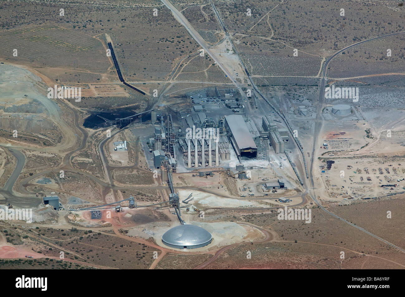aerial view above California industrial plant Stock Photo