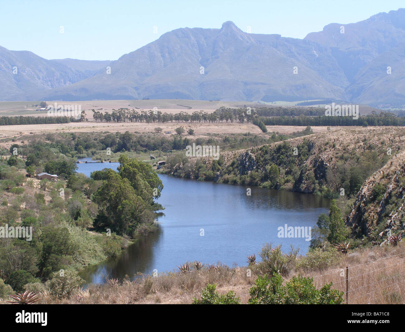 South Africa province west-cape Genadendal landscape river Riviersonderend mountains Africa westerns Cape valley of the mercy Stock Photo